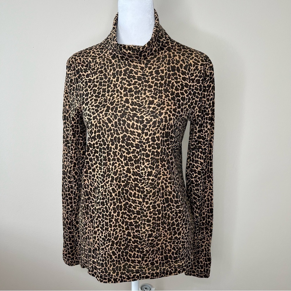 ! J.Crew Leopard Print Long Sleeve Turtle Neck